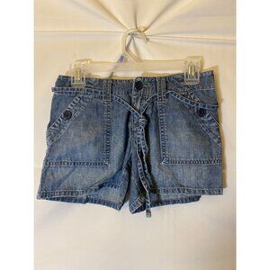 GIORDANO BLUES DROP WAIST SHORTS WOMENS 24 WAIST SIZE SMALL CHINO LENGTH JEAN  S